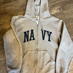 Soffe Gray Hoodie with Navy Print
